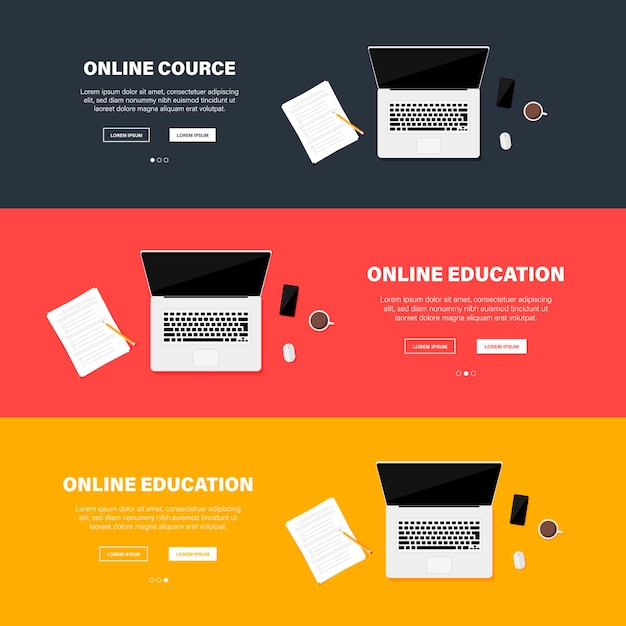 Online education banner template Landing page Vector illustration