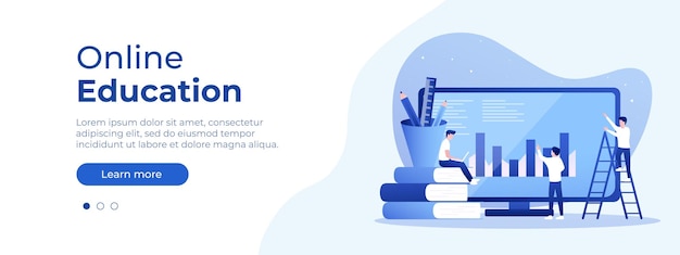 Online education concept Vector layout for website page Illustration in flat isometric style