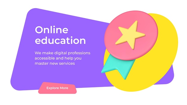 Online education e learning digital technology award graduation social media banner d icon vector