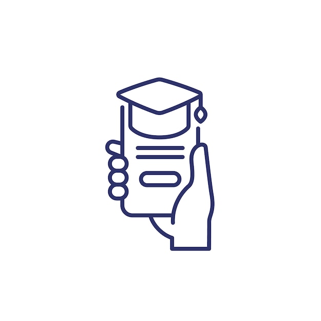 Online education educational app and elearning line icon