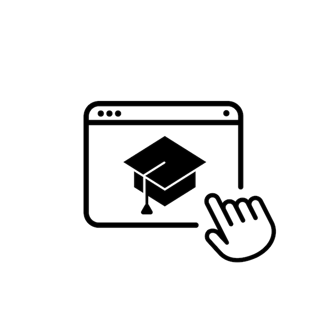 Online education icon. E learning online at home. Distance school. Vector on isolated white background. EPS 10.