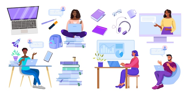 Online education illustration set