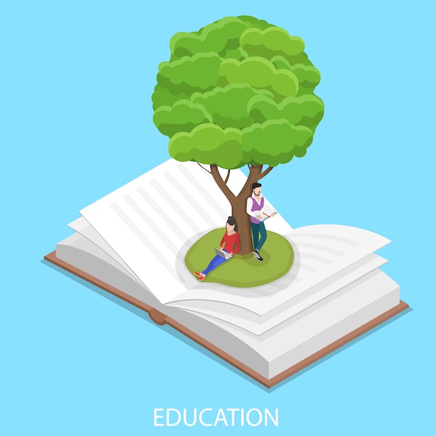 Online education isometric flat vector conceptual illustration.