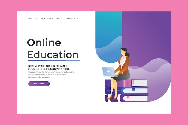 Online education landing page Premium Vector