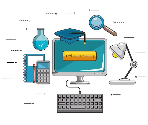 Online education and learning web set 