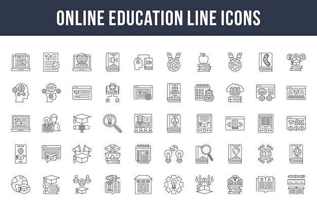 Online Education Line Icons