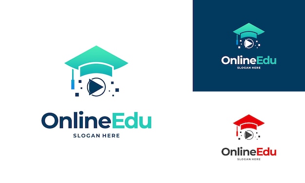 Online Education logo designs concept, Online Video Education Logo designs