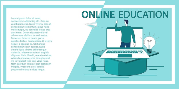 Online education People on the background of a large laptop get an education using