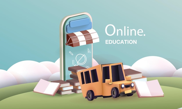 online education on phone back to school internet college wed vector