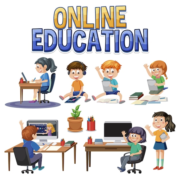 Online education with cartoon character