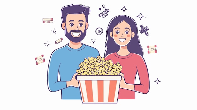 Online Films Concept with Man and Woman Watching Movie Together