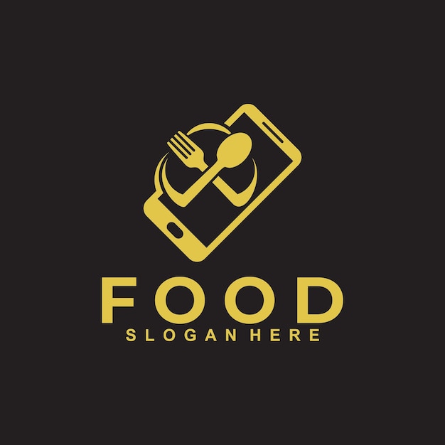 Online food logo vector design template