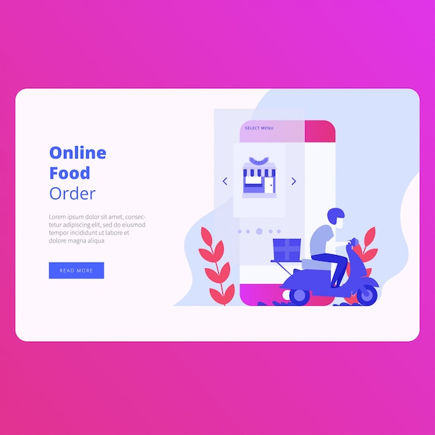 Online Food Order Landing Page Website Vector Design