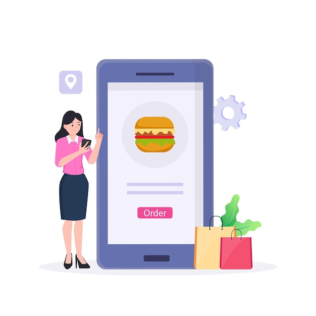 Vector online food order vector illustration