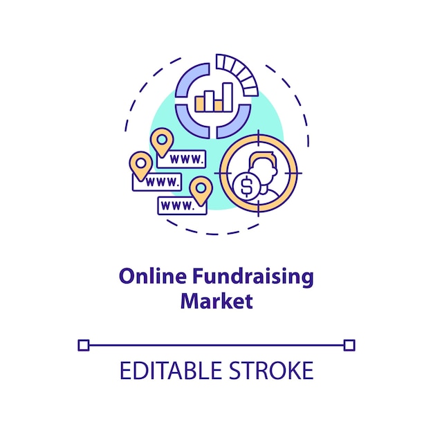 Online fundraising market concept icon