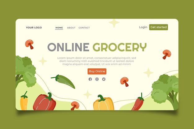 Online grocery store landing page