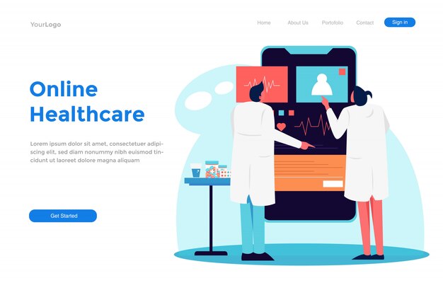 Vector online healthcare modern flat   illustration