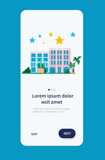 online hotel booking in mobile app book apartment room service concept vertical vector illustration