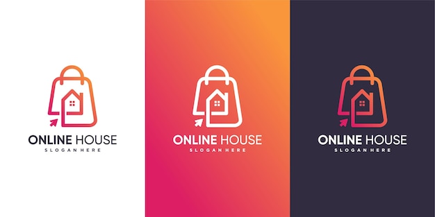 Online house logo template with modern concept