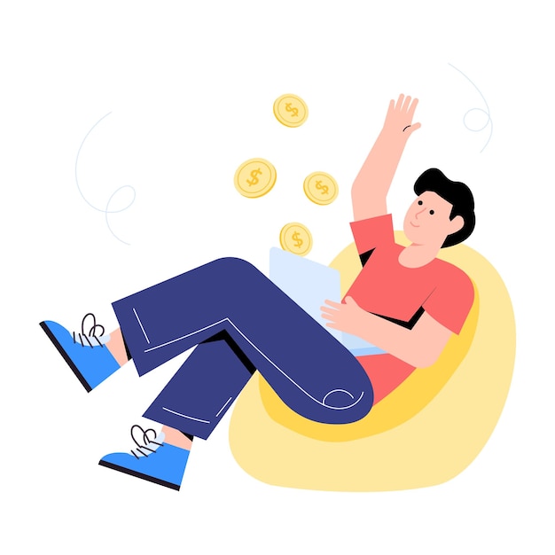 Online income flat illustration is handy and scalable