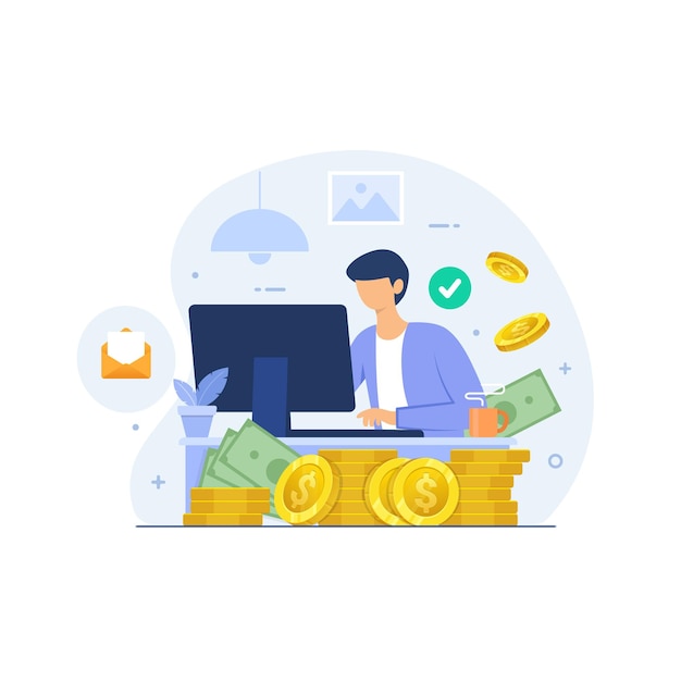 Online income from freelance work vector illustration