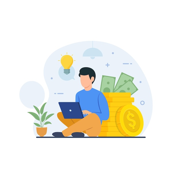 Online income from freelance work vector illustration