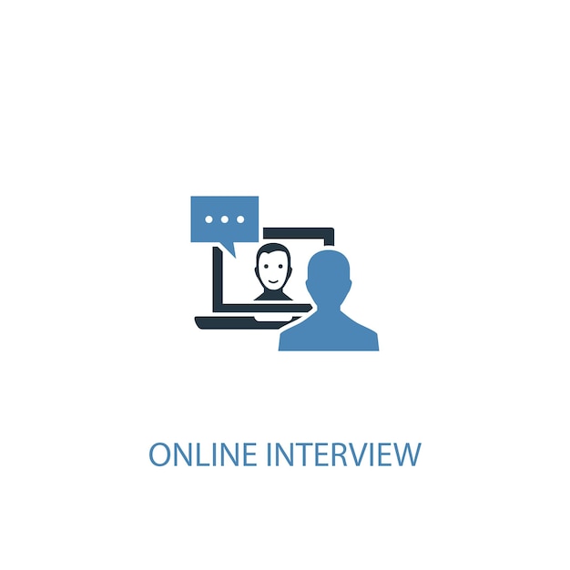 Online interview concept 2 colored icon. Simple blue element illustration. online interview concept symbol design. Can be used for web and mobile UI/UX