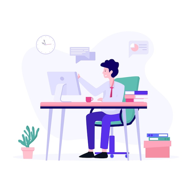 Online job vector in flat illustration design