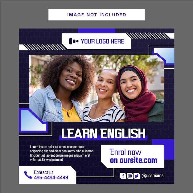 online learn english social media template