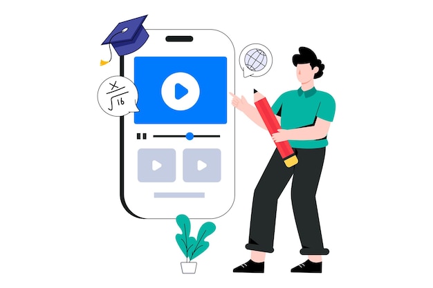 Online Learning App flat style design vector illustration. stock illustration