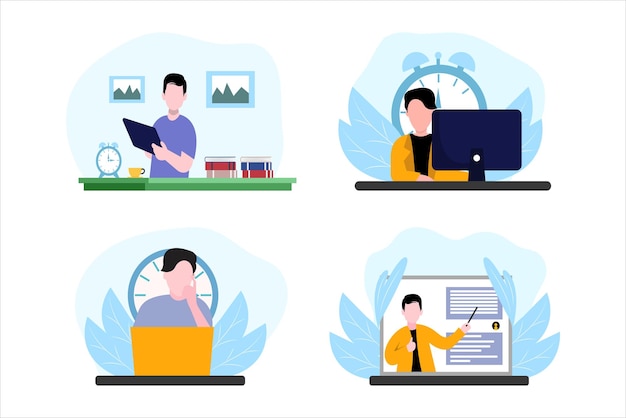 Online Learning Flat Design Illustration