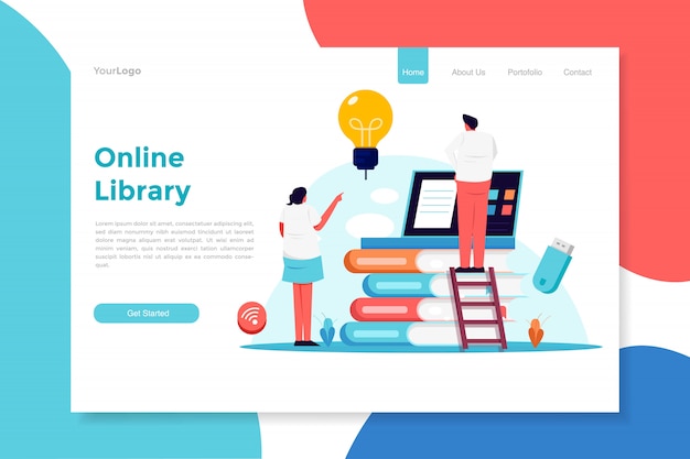 Online library Modern flat   illustration