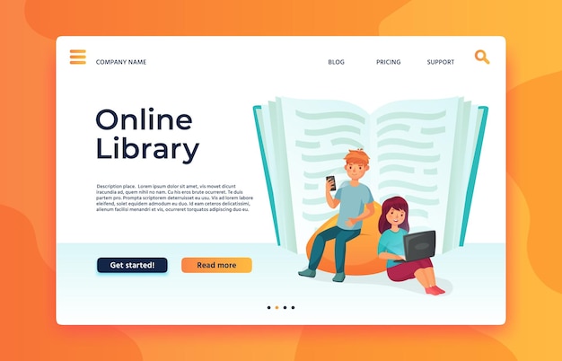 Online library or web archive landing page