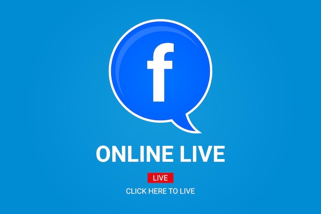 Online Live button of speech bubble with facebook icon