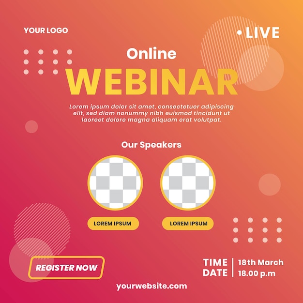 online live webinar banner template orange