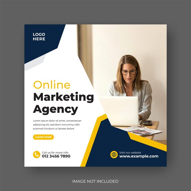 Online marketing agency corporate business flyer or social media post template