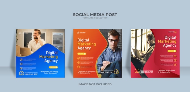 Online marketing agency live webinar instagram social media post banner template