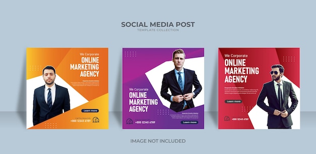 Online marketing agency  social media post templates Premium Vector