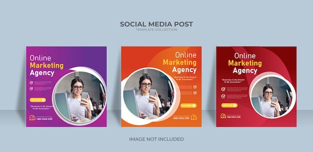 Online marketing webinar instagram social media post banner template