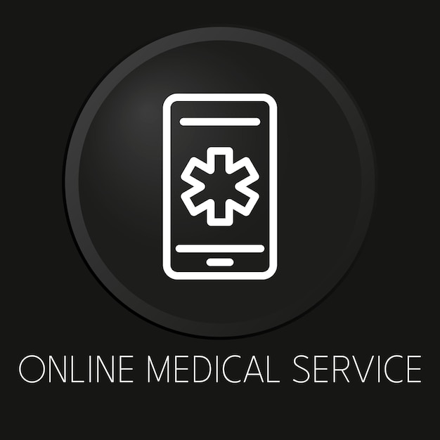 Online medical service minimal vector line icon on 3D button isolated on black background Premium Vector