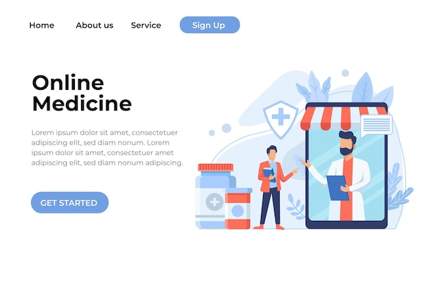 Online medicine vector illustration for website