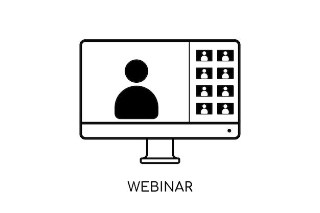 Online meeting Teaching webinar symbol icon Outline style vector illustration