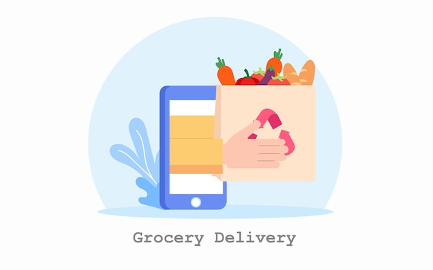 Online mobile grocery app. Special offer, discount. mobile grocery app for banner, webpage.