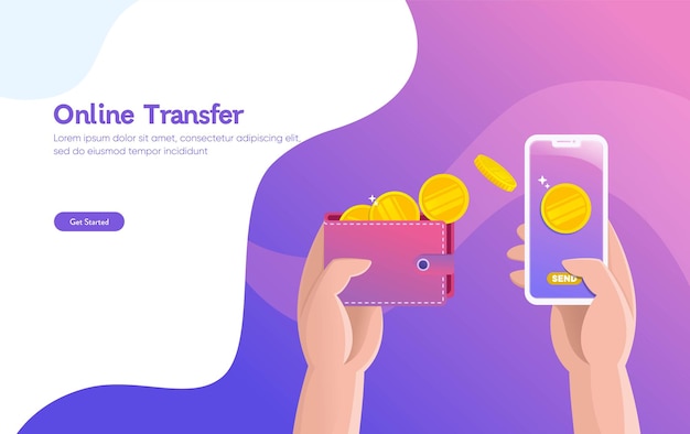 Online money transfer illustration vector illustration concept