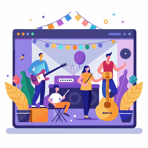 Online Music Concert with Band Performing