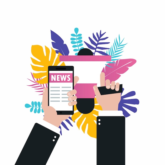 Vector online news newspaper news website flat vector illustration news update news article