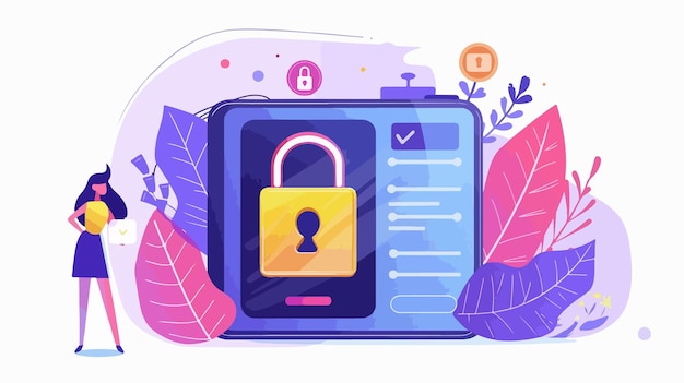 Vector online password protection with security icons