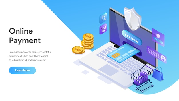 Online payment Isometric concept for Landing Page, Homepage, Website