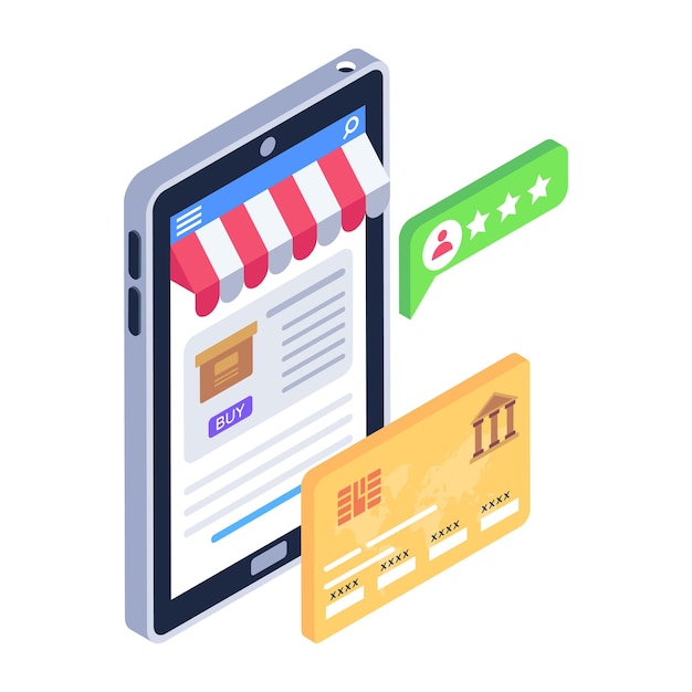 An online payment shopping payment isometric icon