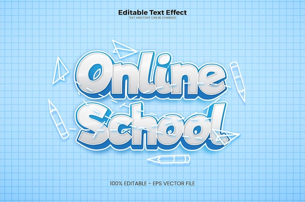 Online school editable text effect in modern trend style